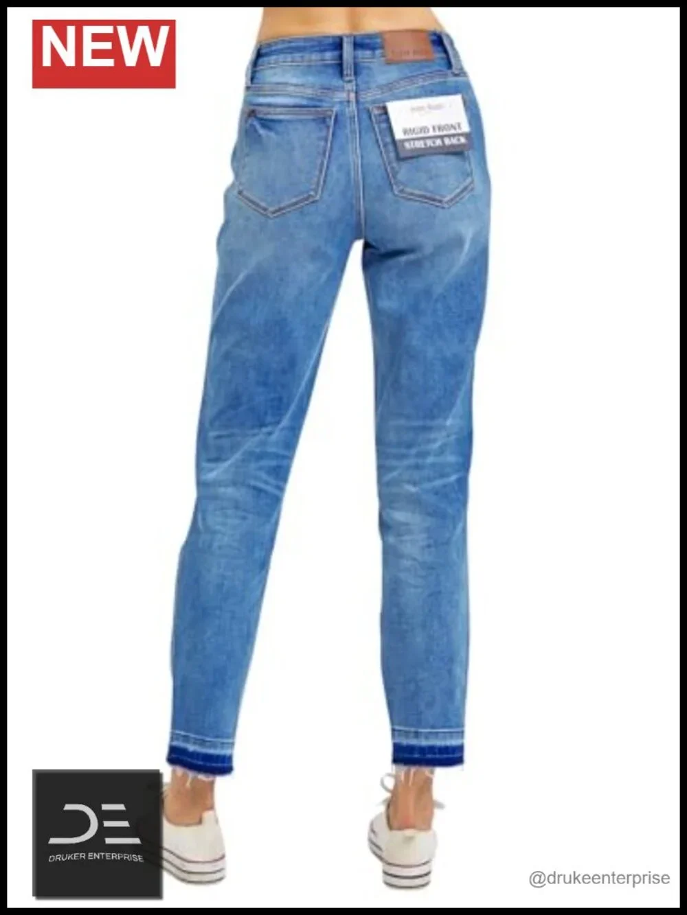 Mid Rise Rigid Boyfriend Jeans Release Hem Fading 68% Cotton